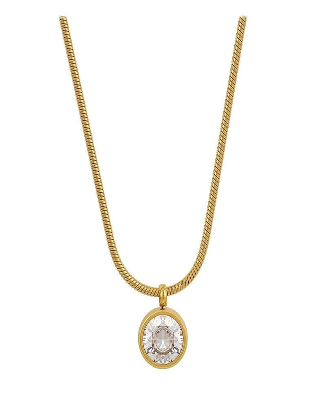 Shiny stone Zincon Pendant 18k gold collar chain jewelry