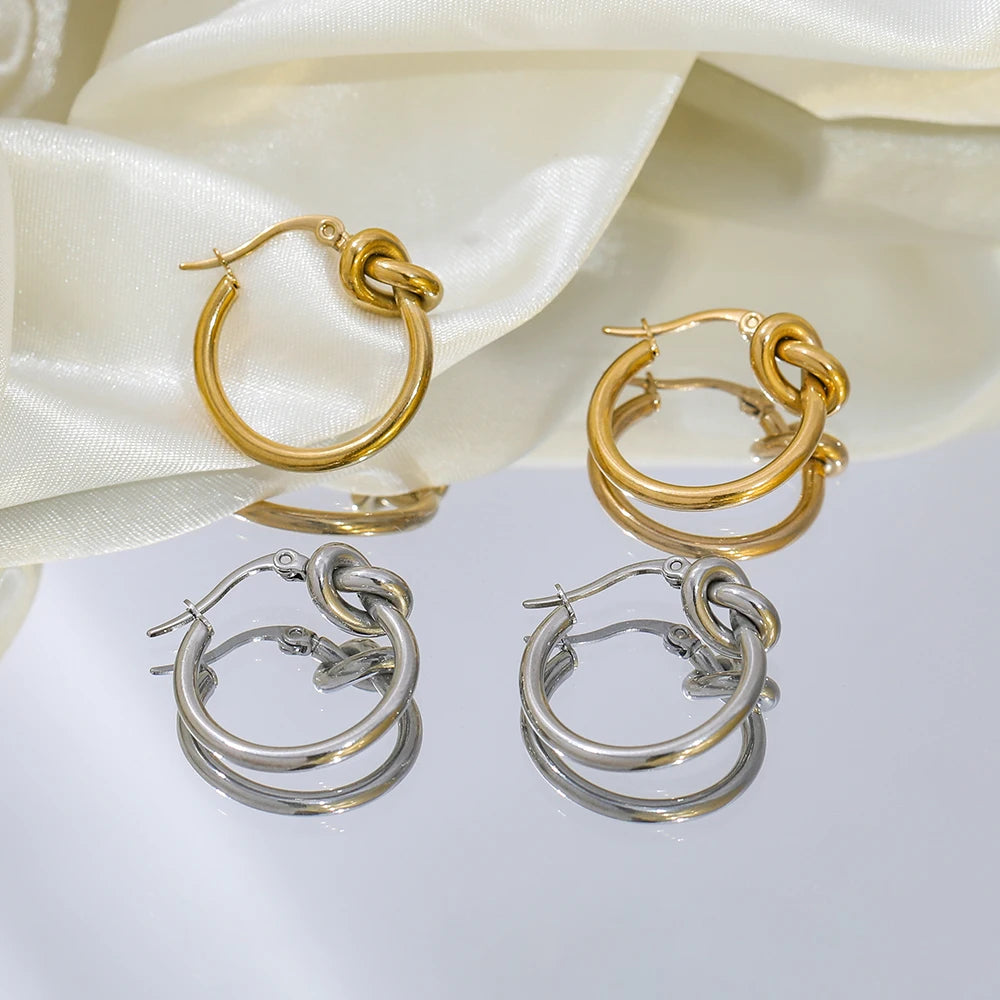 Knot Huggie jewelry earrings for Women- 24MM