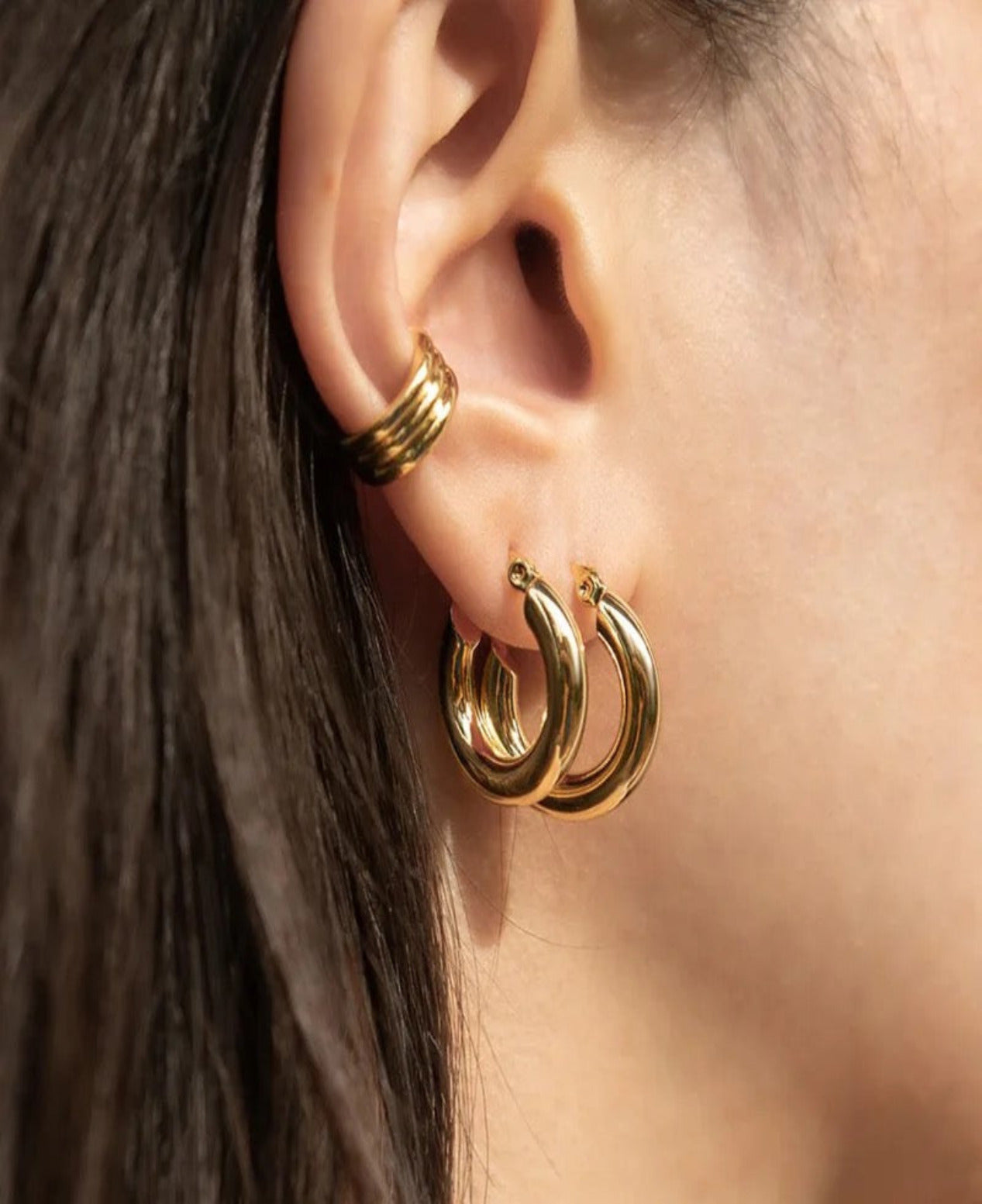 14k Gold filled hoop earring -Thick gold Hoop earring