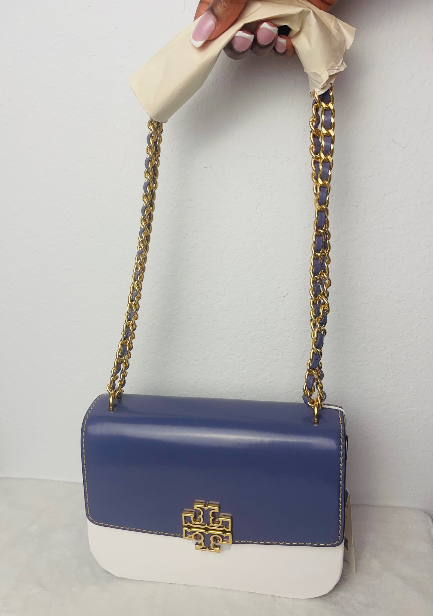 Tory Burch Two-Tone Blue and White Crossbody Bag(Dark lotus)NWT
