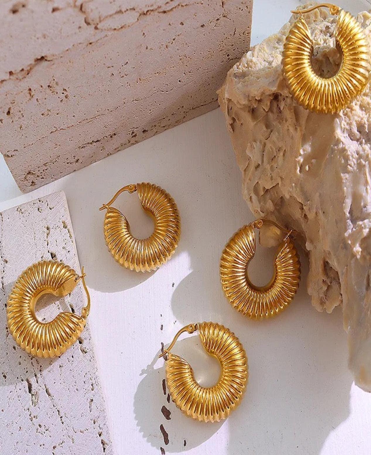 Chunky Hoop Big Huggie Earring hoops, Vintage Hoop Earrings