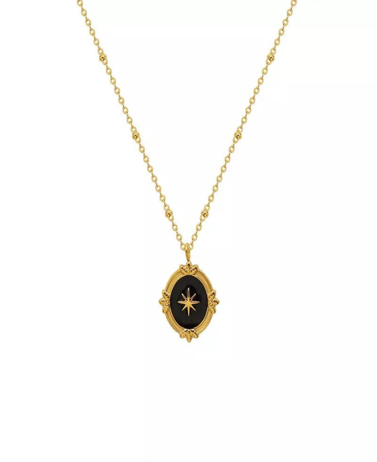 18k gold oval north pendant women necklace