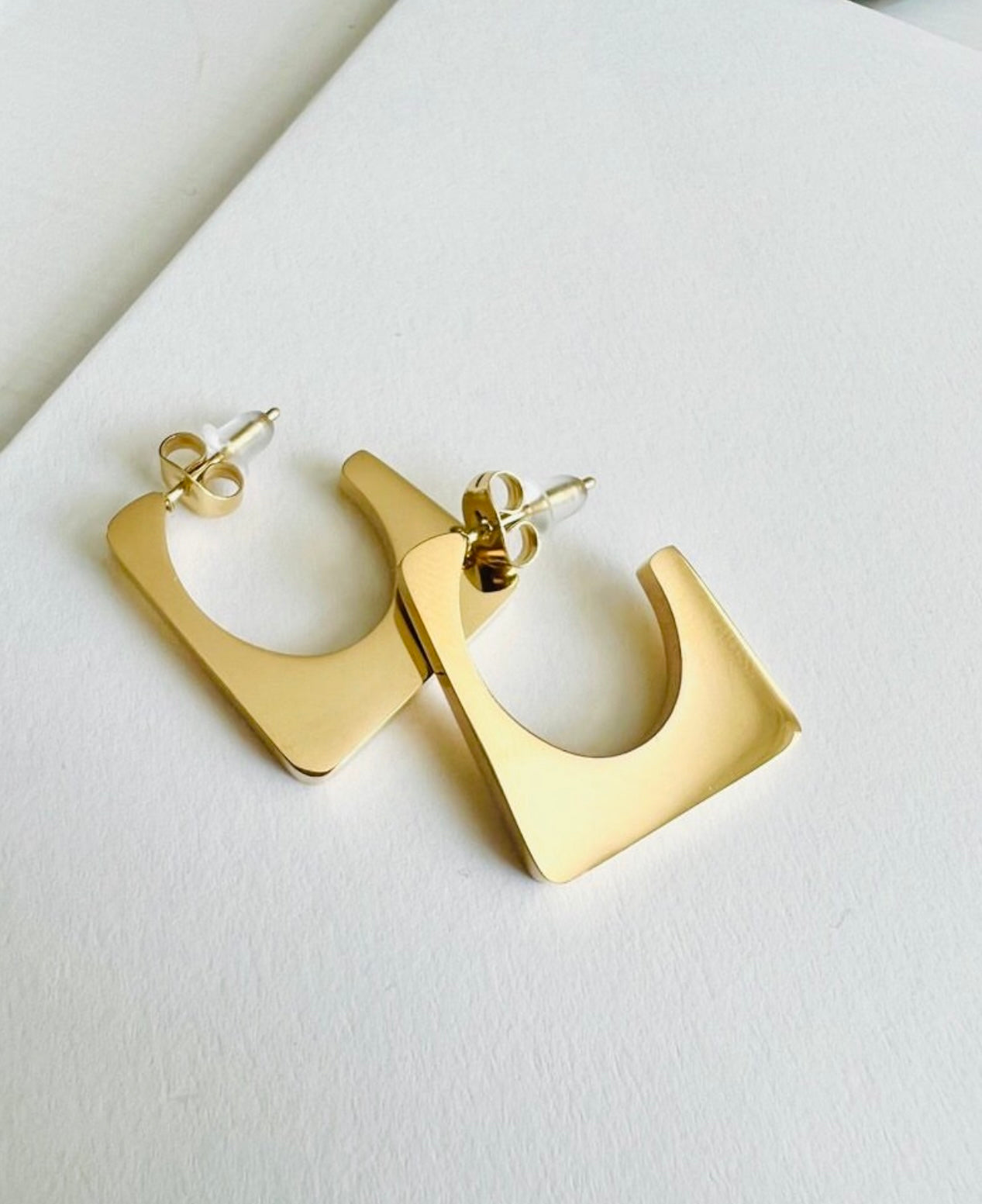 Square Hollow Solid C Shape earrings for women vintage