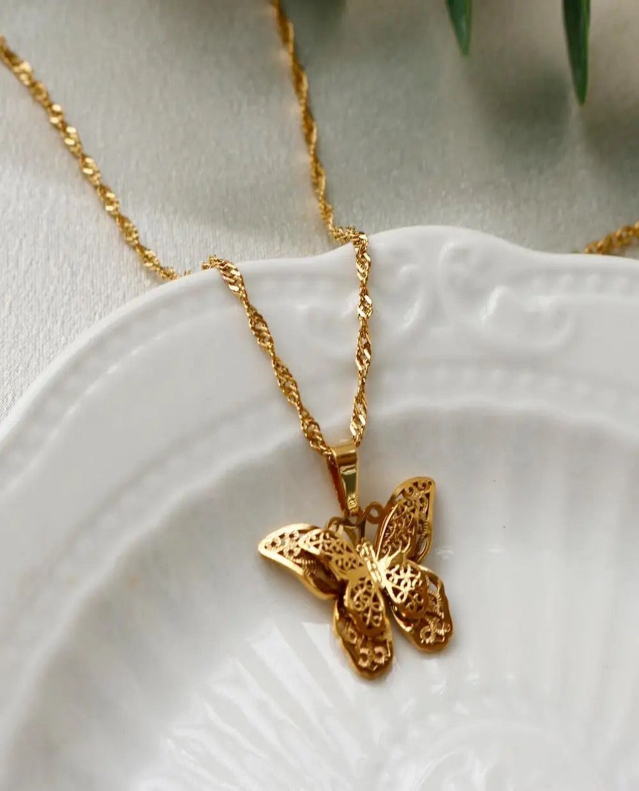 18K Gold Butterfly Pendant Necklace gife for her