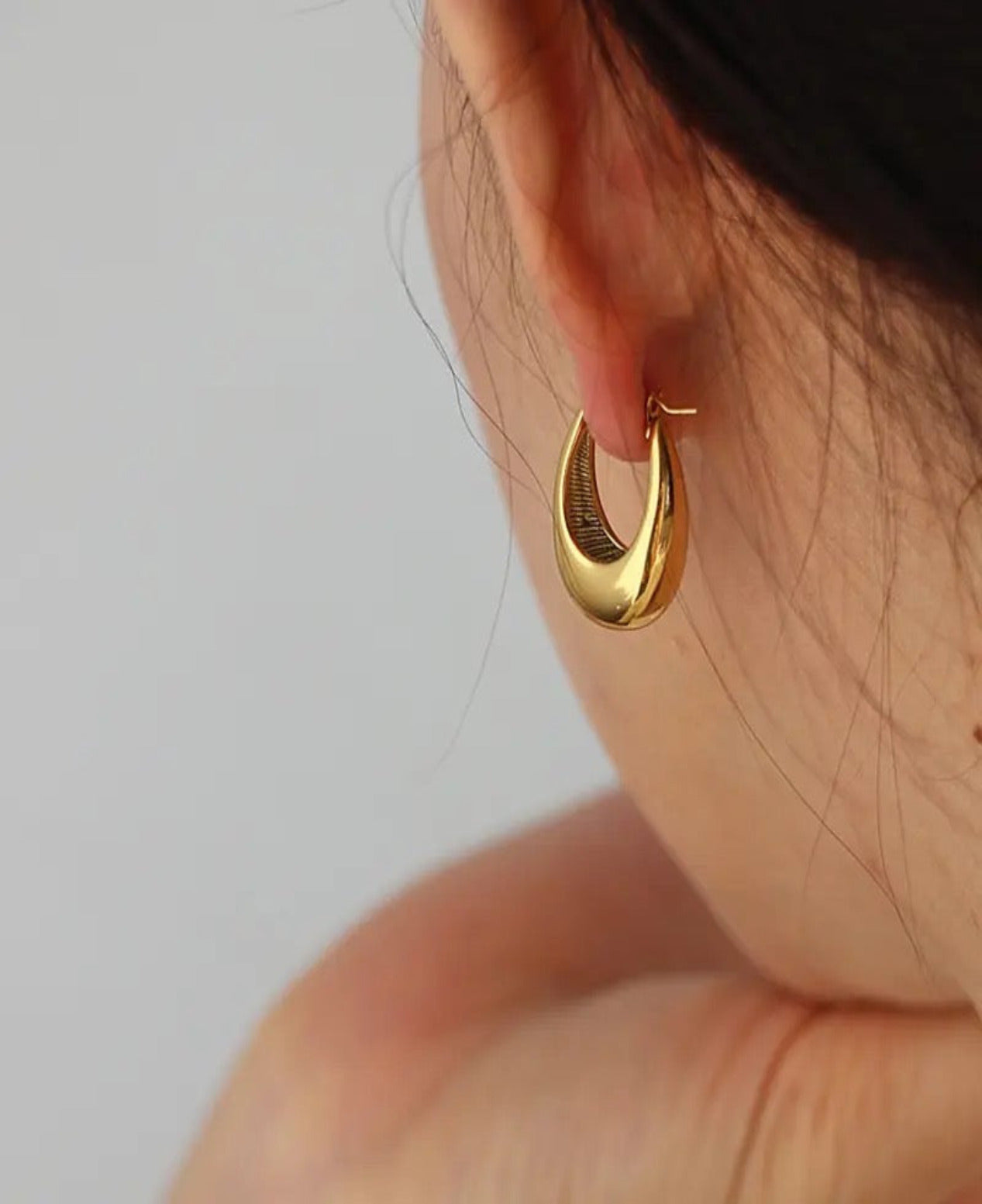 18K Gold Chunky Hoops, Chubby Hoop Earring, Chunky Hoop Earring , Gold hoops, Gift for her