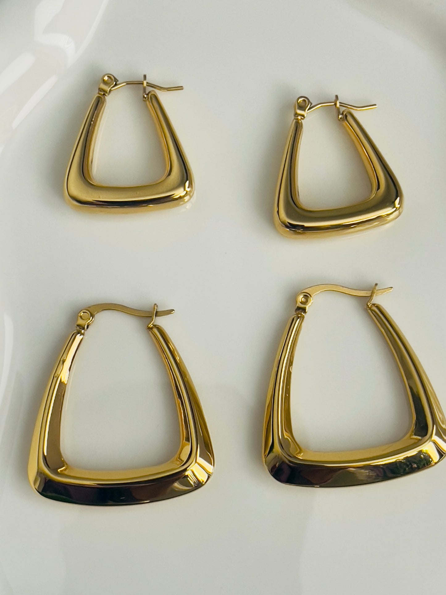 Triangle Earrings Gold Women Statement Chunky Gold Earrings For Her Polished Finish women Jewellery- non Tarnish jewelry for her