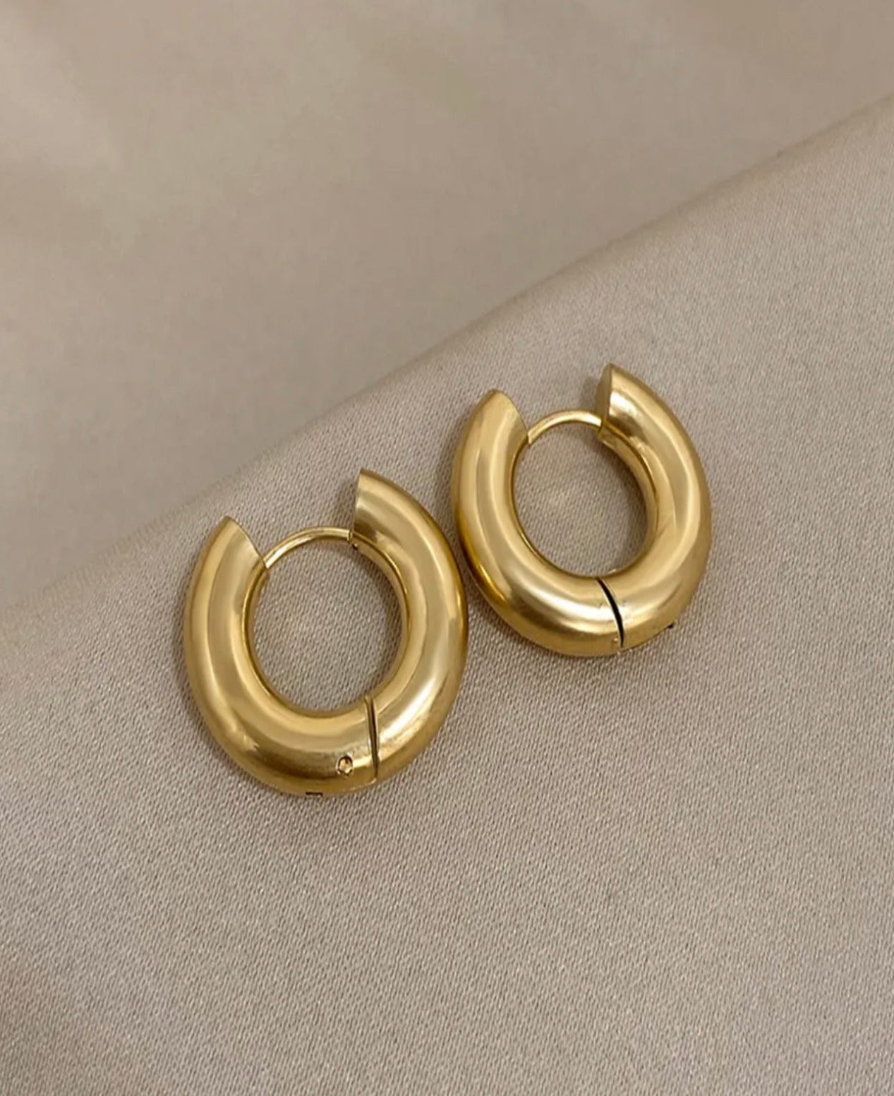 Thick Hoop Earrings for Women Punk Round Half Circle Huggies Hoop Earrings