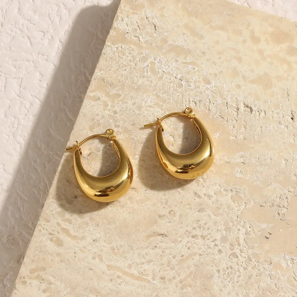 18K Gold Chunky Hoops, Chubby Hoop Earring, Chunky Hoop Earring , Gold hoops, Gift for her