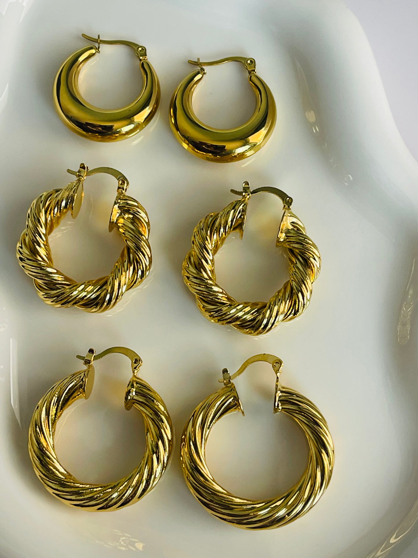 Twisted Thick Hoop Earrings 18k  Gold  Big Round Circle Earrings for Women