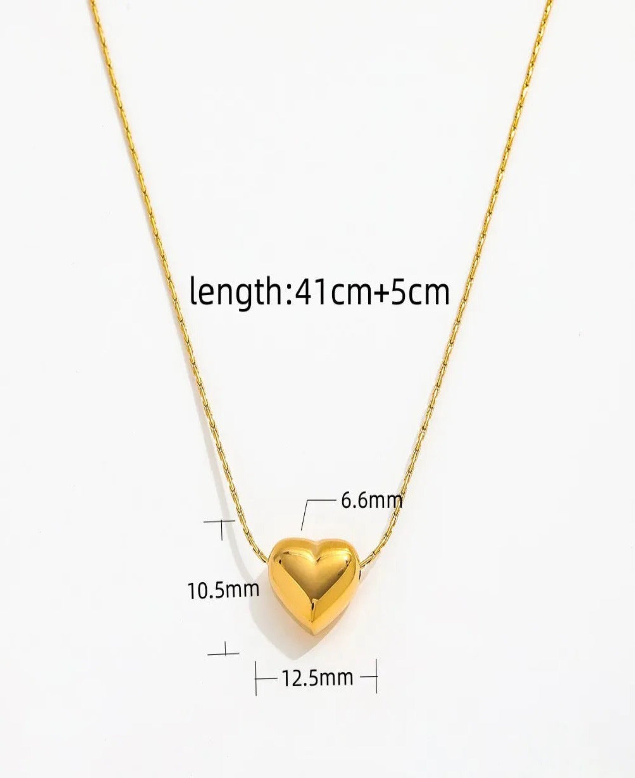 18K Gold filled small Solid Heart Pendant Dainty Chain Sweater Necklace Jewelry