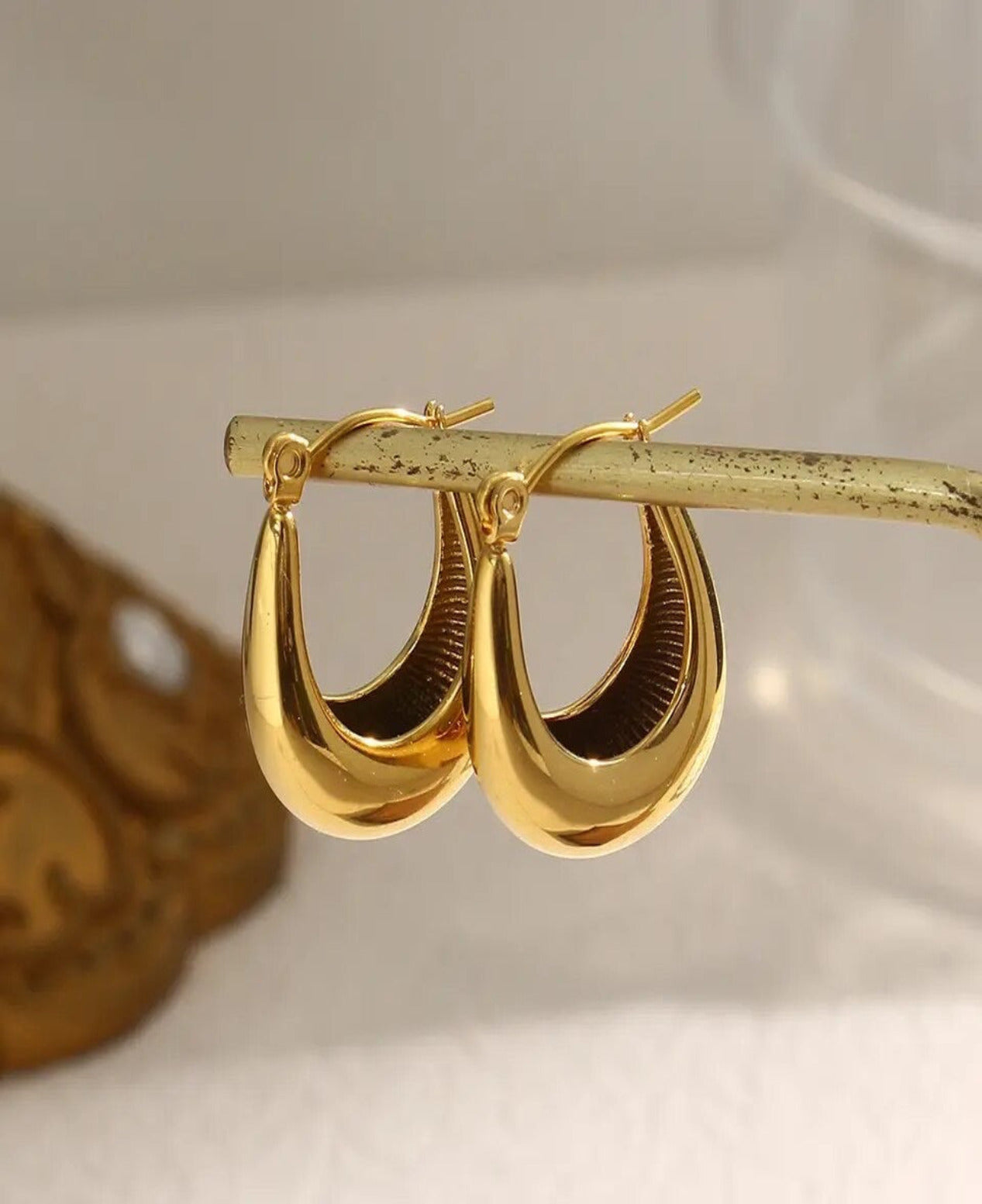 18K Gold Chunky Hoops, Chubby Hoop Earring, Chunky Hoop Earring , Gold hoops, Gift for her