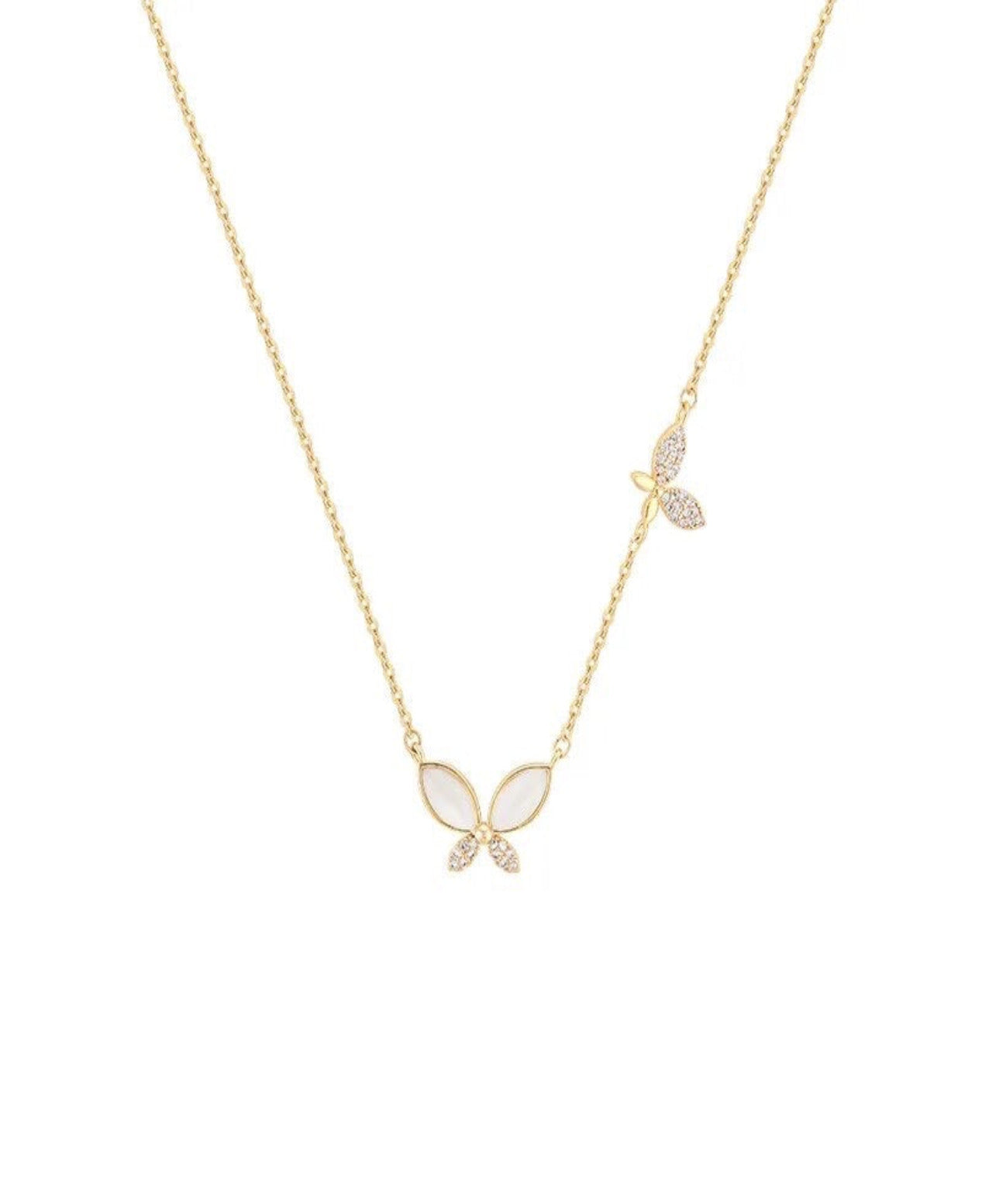 18k Gold Pearl Zircon Heart Butterfly Pendant Necklace Women Layered Cz Opal Snake Flower Necklace- women necklace- gift jewelry idea