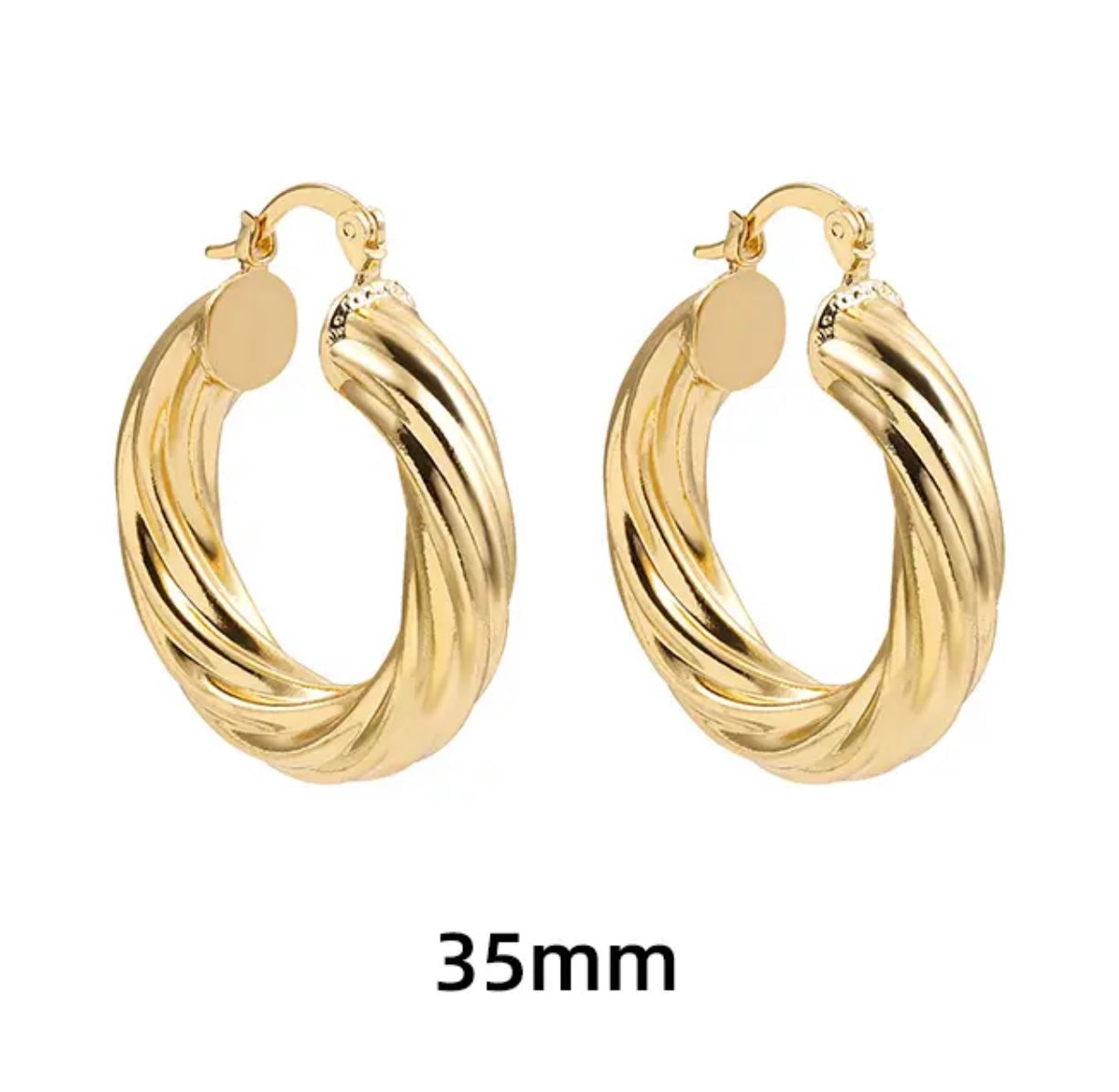 Twisted Thick Hoop Earrings 18k  Gold  Big Round Circle Earrings for Women