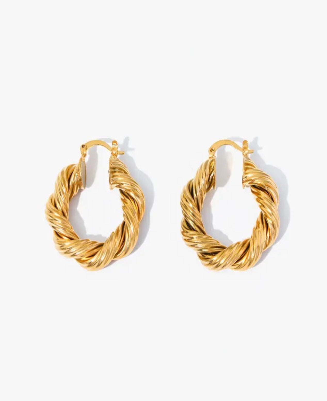 Twisted Thick Hoop Earrings 18k  Gold  Big Round Circle Earrings for Women