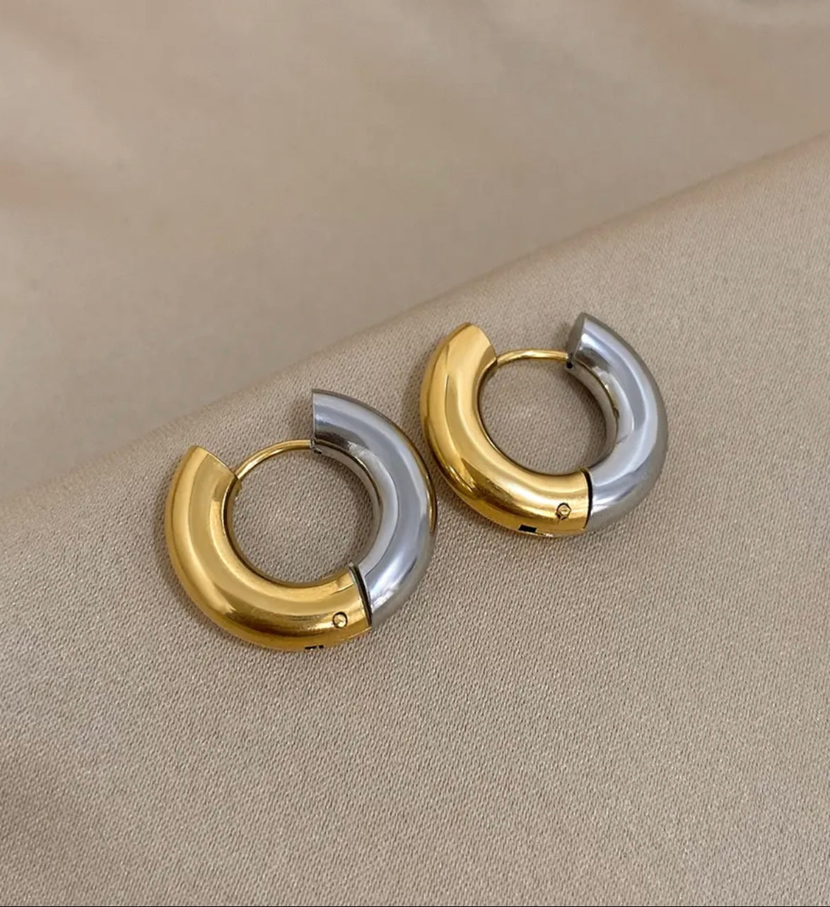 Thick Hoop Earrings for Women Punk Round Half Circle Huggies Hoop Earrings