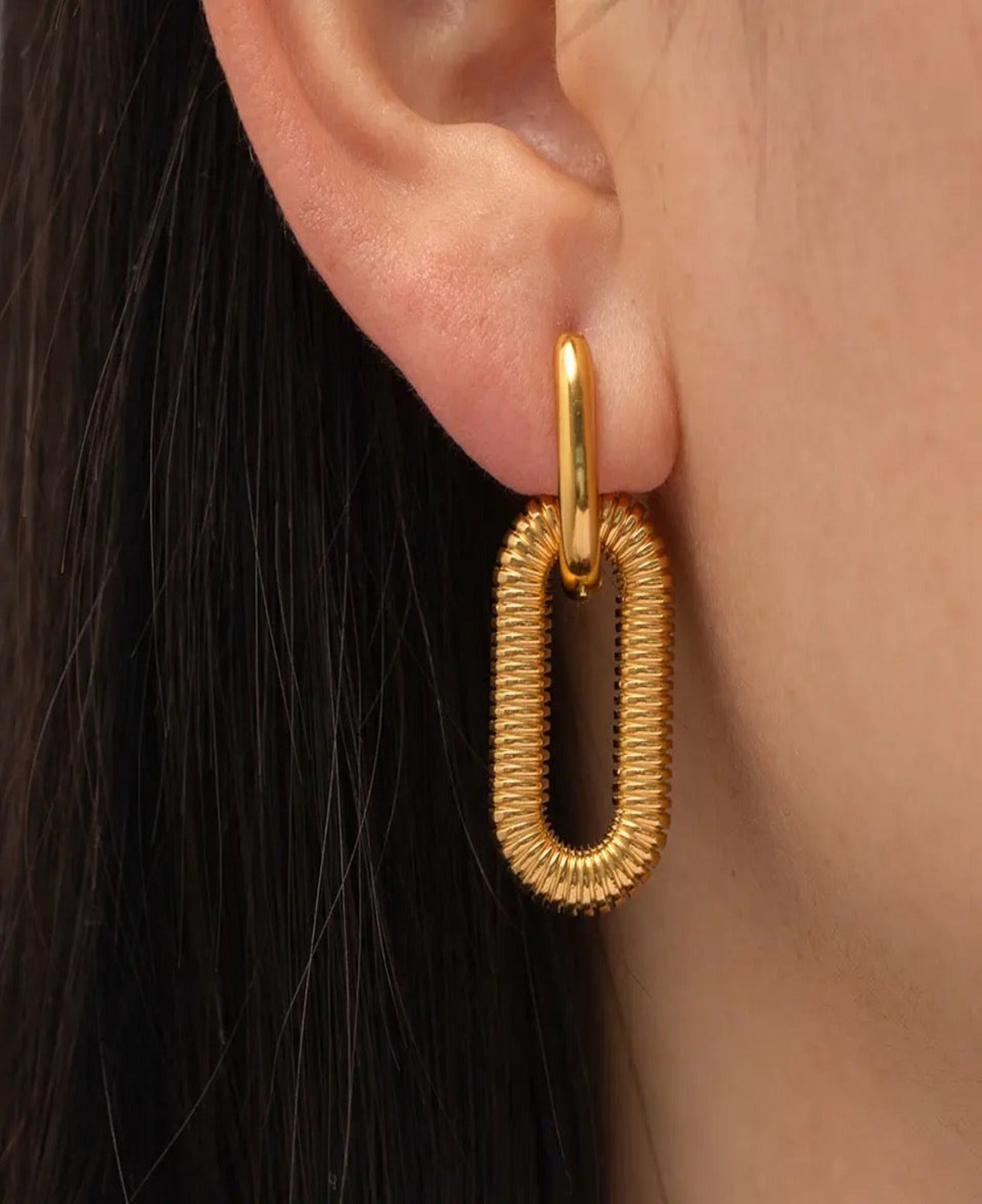 Dangle Link Earrings |Chunky Gold Earrings |Statement Earrings |Link Hoop Earrings |Cable Chain Earrings |Minimalist Earrings |Tarnish Free