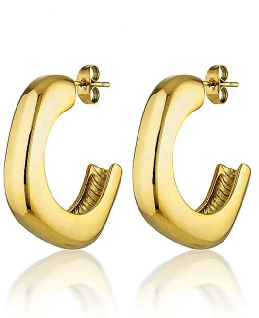 Chunky Hoops for Women Jewelry -Gold Plated Vintage Thick Hoop Earrings