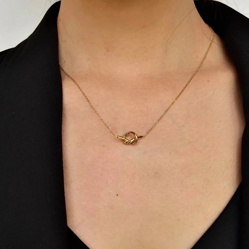 Tiny Love Knot Necklace 18k gold neckalce  jewelry for gift/ for women