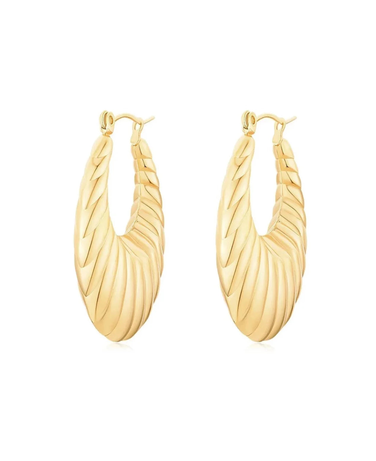 Croissant hoop earring thick vintage 18k gold hoop for women